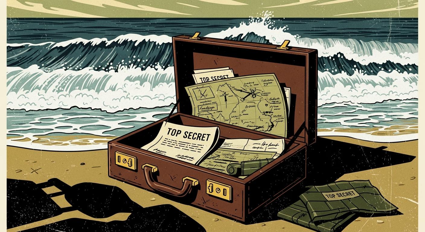 WWII espionage briefcase with classified documents